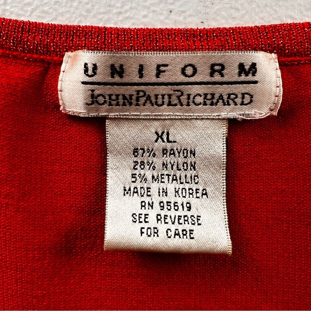 John Paul Richard Red Shimmer Open Cardigan Overlay Top Size XL - Picture 5 of 12